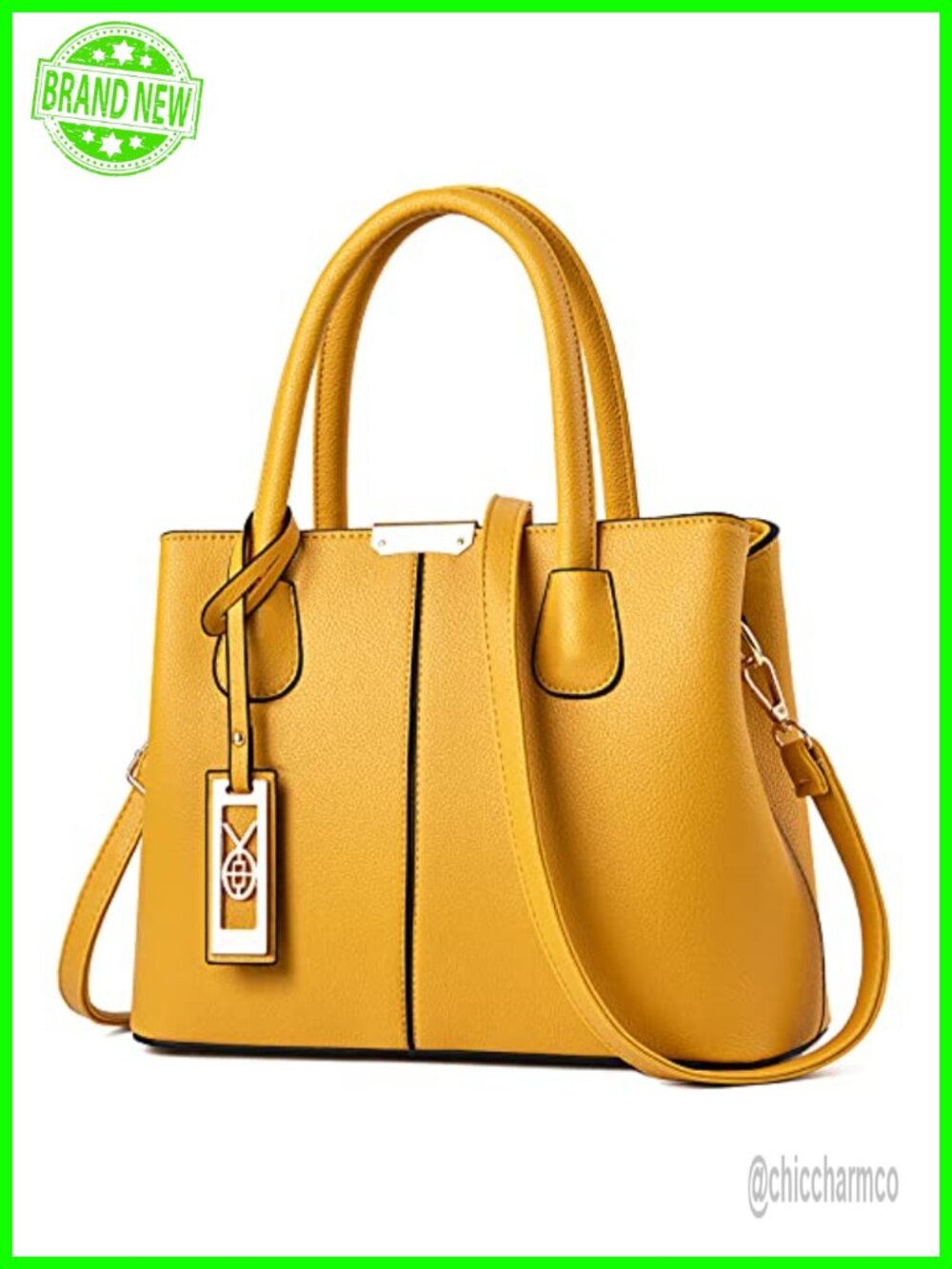 Synthetic Leather Satchel Crossbody Purse with Adjustable Strap